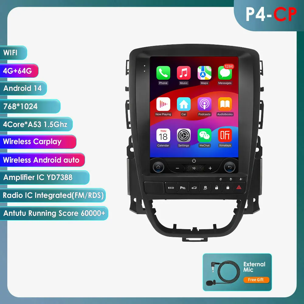 9.7 Inch Android 13 Auto Radio Voor Opel Astra J Vauxhall Buick Verano 2009-2015 Multimedia Video 4G Wifi Carplay Head Unit 7862 - afbeelding 1