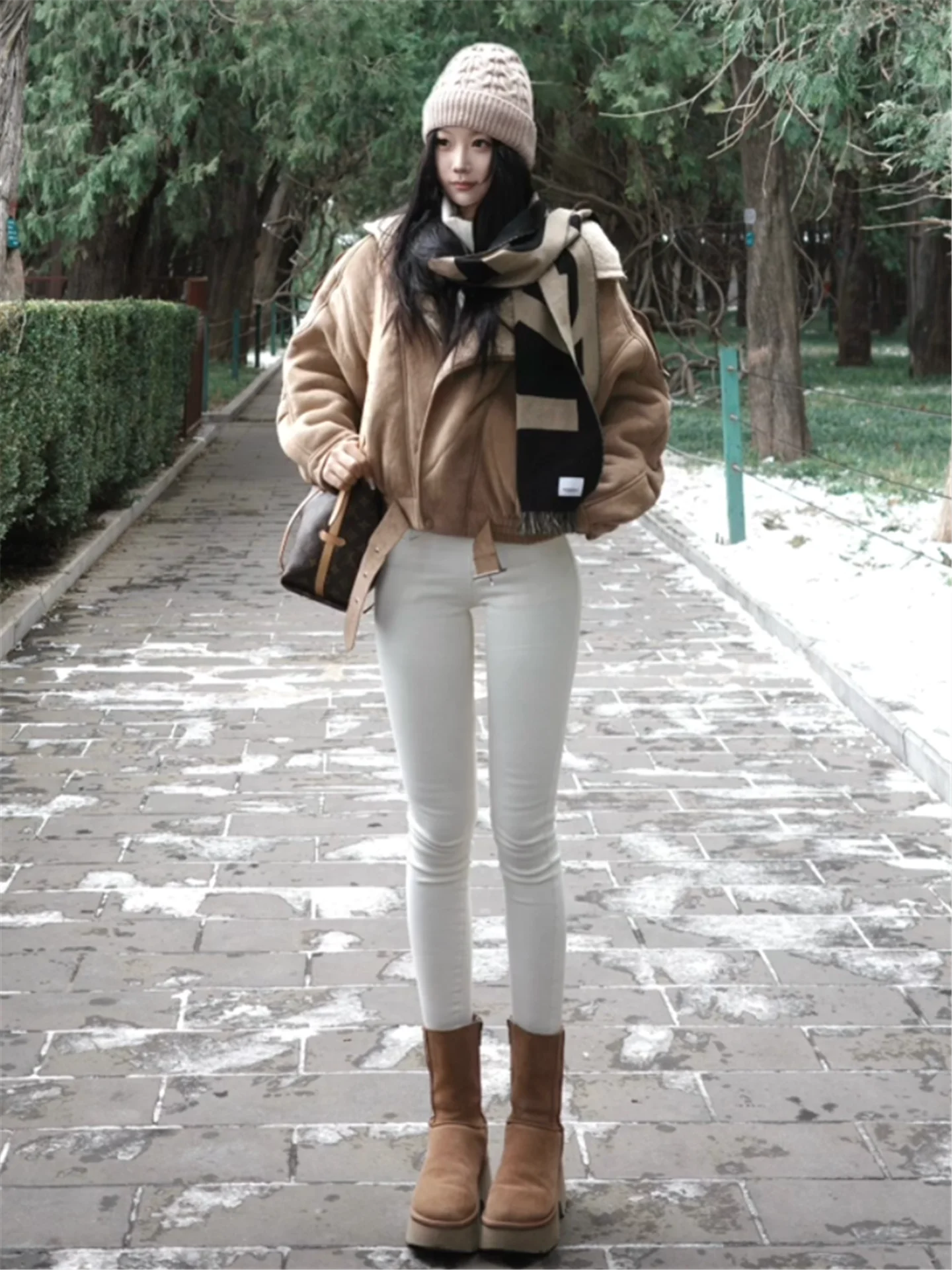 

American Street Style Extended Length Slim Fit White Nine-Piece Denim Jeans Women's Pencil Tight Jeans High Waist Cotton Jeans