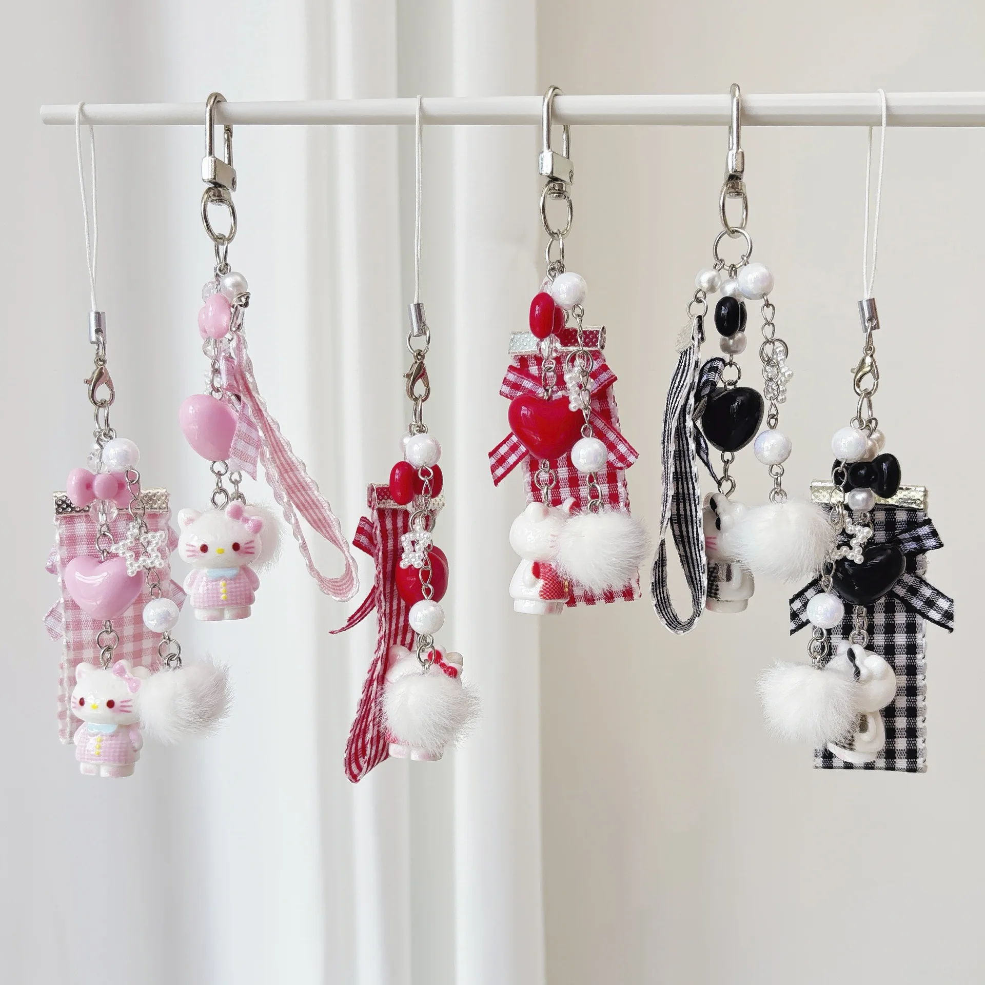 

Anime Cartoon Sanrio Hello Kitty Keychain Fashion Bag Pendant Ornament Doll Keyrings Charm Birthday Gifts for Girls Friends