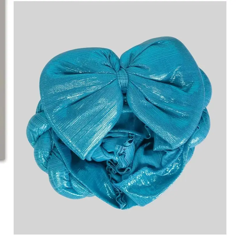 

Aso Oke Headtie for Women African Head Wrap Nigerian Wedding Braid Bonnet Big Bow Headscarf Auto Gele Headpiece Tiurban Cap Hat