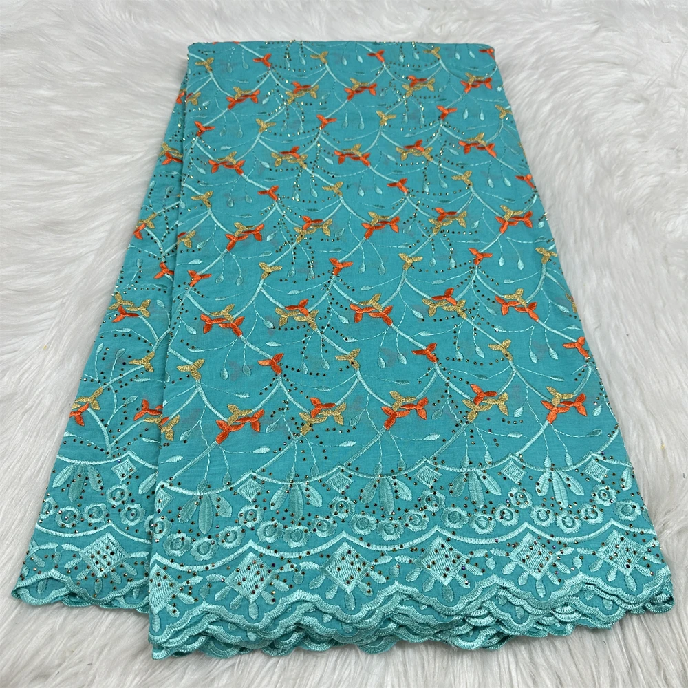 

Швейцарская вуаль, 5 ярдов, африканская кружевная хлопковая вуаль с вышивкой для элегантных женских платьев