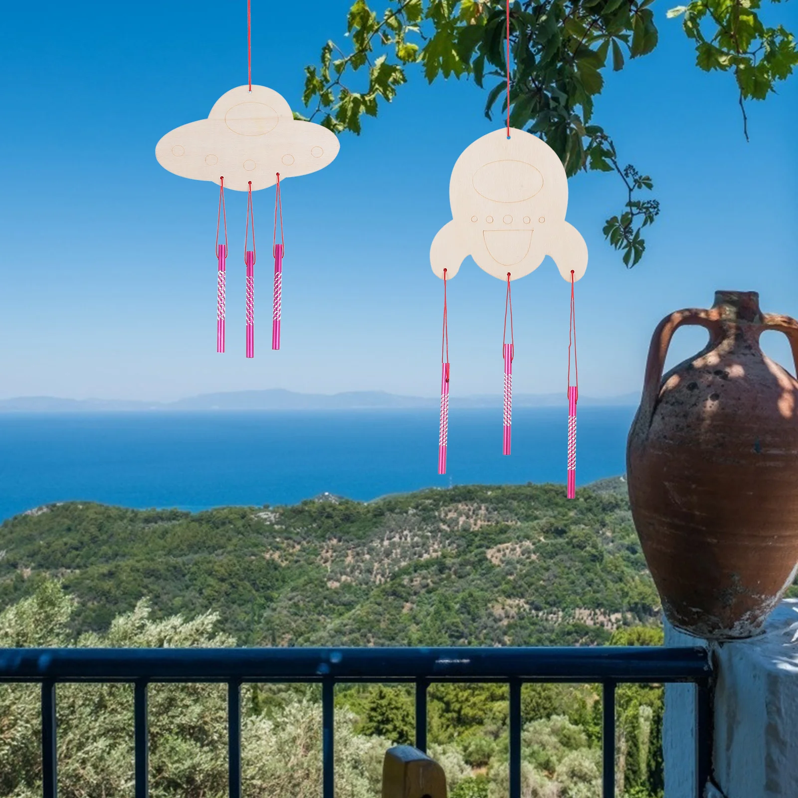 

4Sets DIY Wooden Wind Chime Kit for Kids Creative Coloring Unfinished Craft Supplies Preschool Classroom Activity Indoor Outdoor