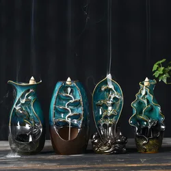Lotus Lotus Lotus waterfall back incense Furnace handicaft Bottle casting Furnace Yoga Home ornaments candles Aromattherapy stove incense seat psychotherapy incense table leg suitable for gifts