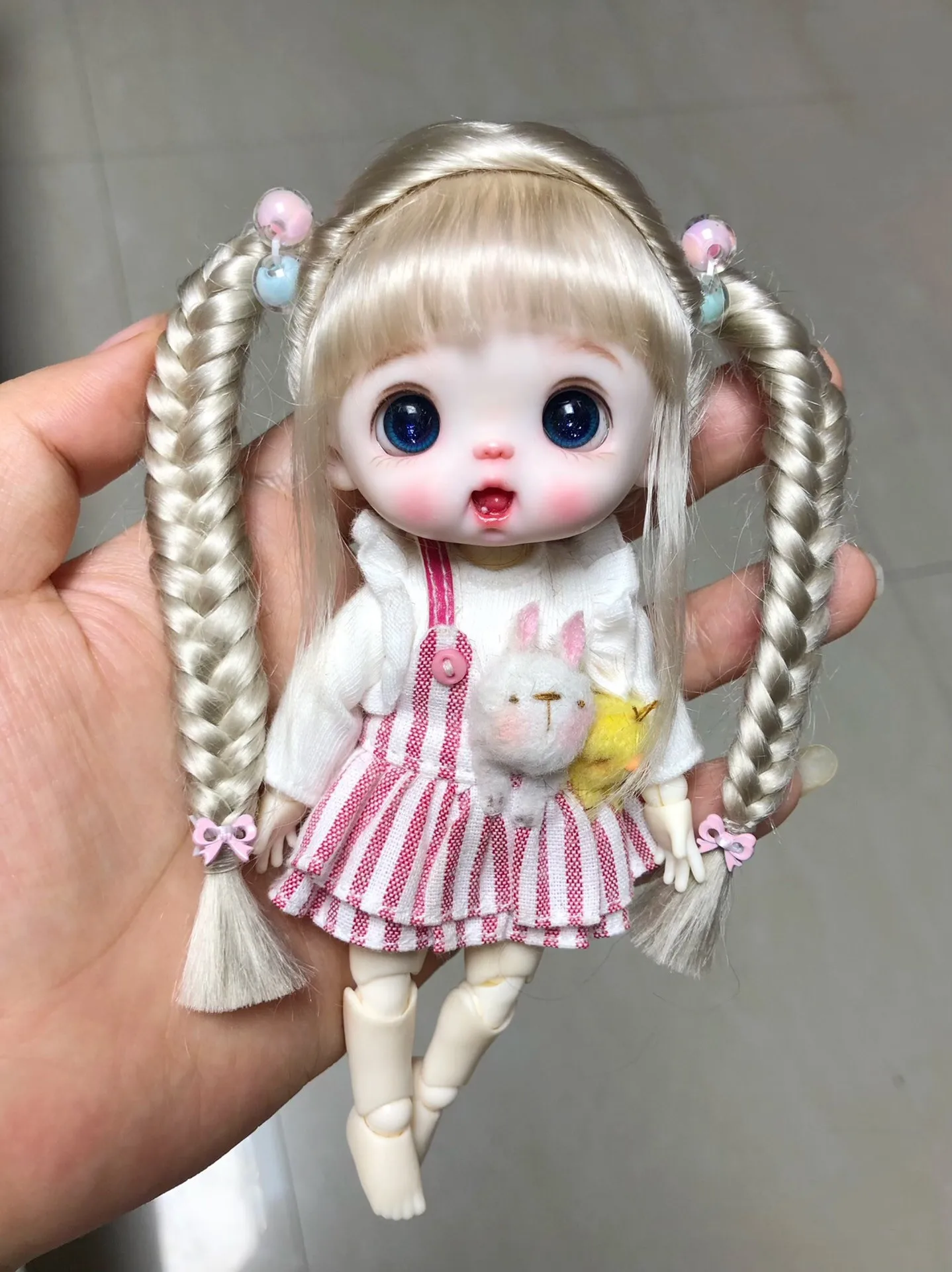 

OB11 doll hair hard head shell wig, custom double braid style 1/8 BJD doll mohair free shipping