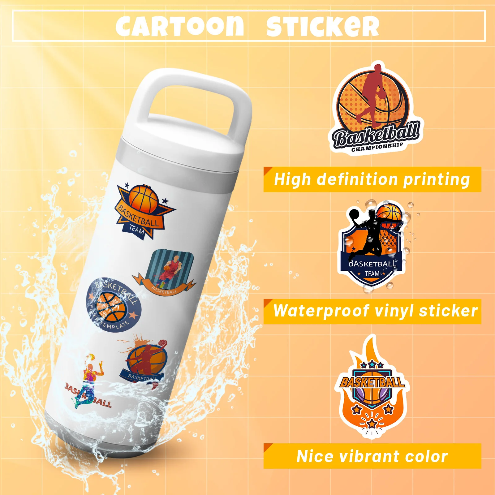 10/25/50pcs Basketball Sports Graffiti Stickers for DIY Skateboard Car Helmet Suitcase Water Bottle Phone Laptop Guitar