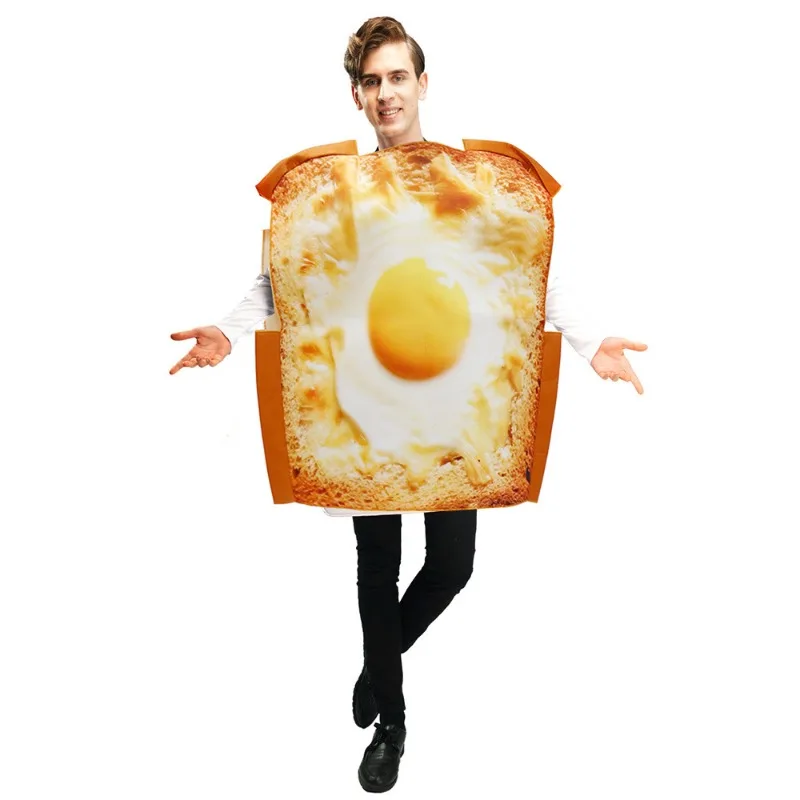 New Carnival Cosplay Costume Funny Burger Croissant Jumpsuit Halloween Performance Party Role Playing Outfits for Adult Unisex view 2