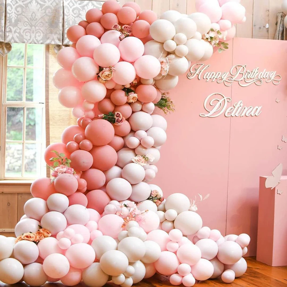 Pink Balloons Arch Baby Pink Rose Gold Latex Balloon Garland Kit Baby Shower Girl Birthday Party Wedding Anniversary Decoration