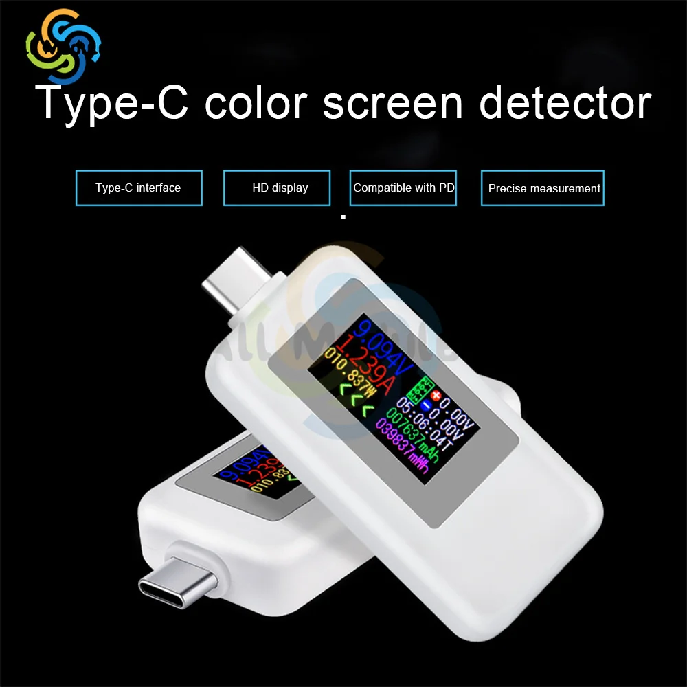 Type-c Bidirectional/USB Test Meter Color Screen USB Tester Charger Tester Voltmeter 4-30V Voltage Current Tester Ammeter