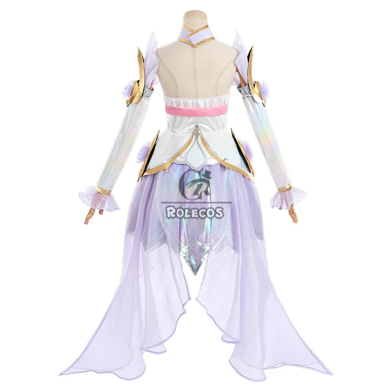 ROLECOS Seraphine Cosplay Suit Game LOL Crystal Rose Seraphine New Skin Pink Design Outfit Halloween Women Suit Dress