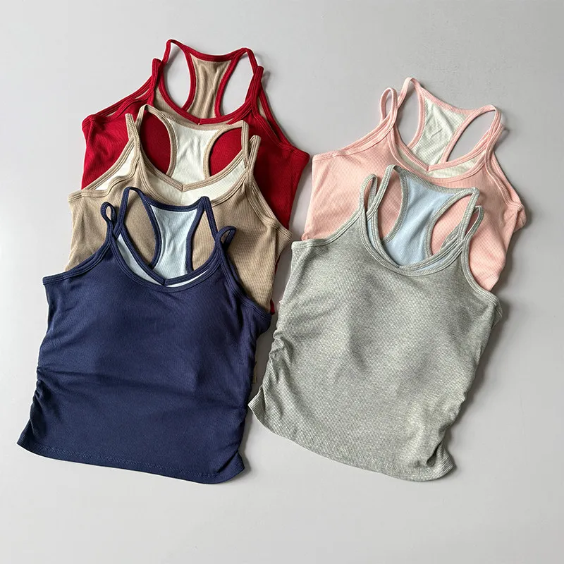 Damen-Sportweste im Zweiteiler-Look mit stoßfesten Brustpolstern, schönem Rückendesign, für Laufen, Yoga, Unterwäsche, Fitnesskleidung – Detail 10
