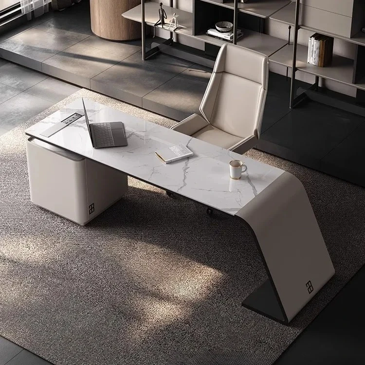 Italian minimalist desk simple light luxury home study computer desk design master consultation writing k office  chai r
