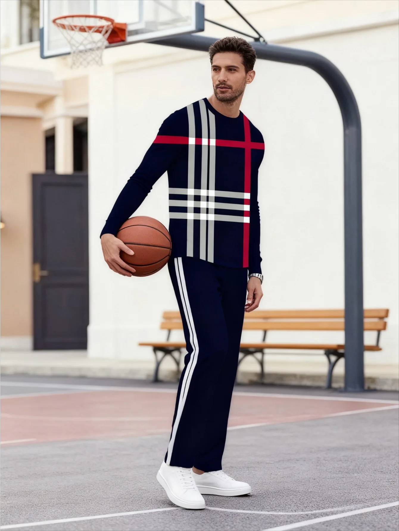 Ensemble à capuche décontracté tendance imprimé numérique 2 pièces pour hommes