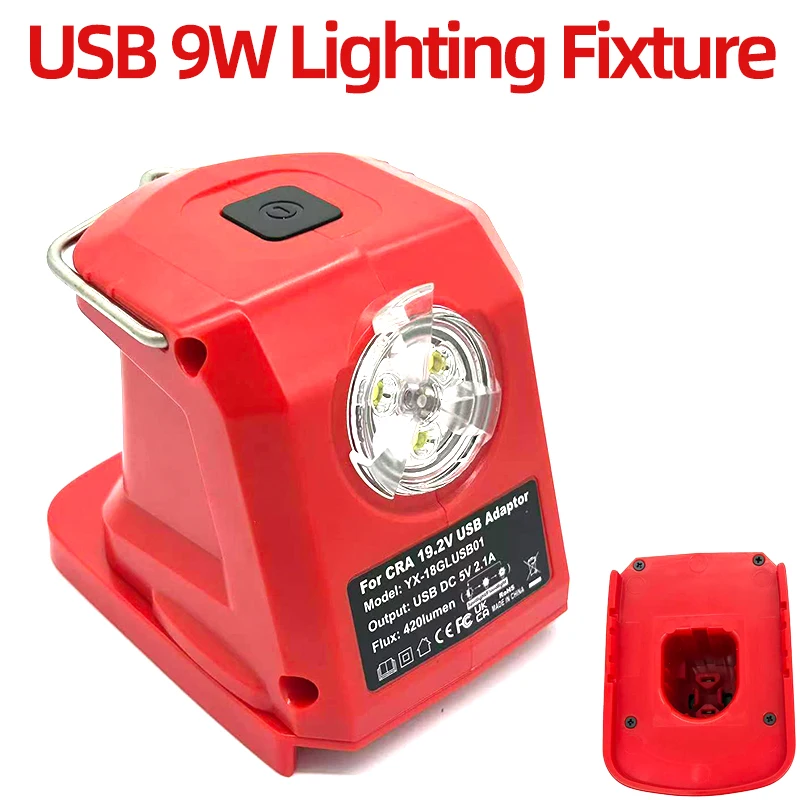 Compatible with For Ryobi/Craftsman 18V Li-Ion Batteries Portable LED Flashlight  Dual USB Ports and Hook 420-Lumen Work Light