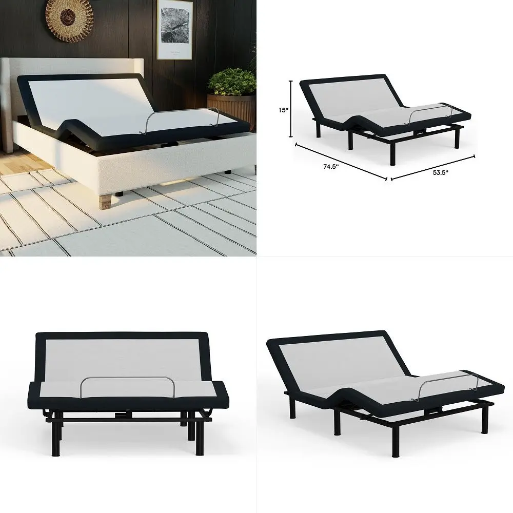 

Home Idealbase Split King Adjustable Bed Base with Massage, USB Ports, UnderBed Light, Wireless Remote, 800 Lb Capacity, Gray M