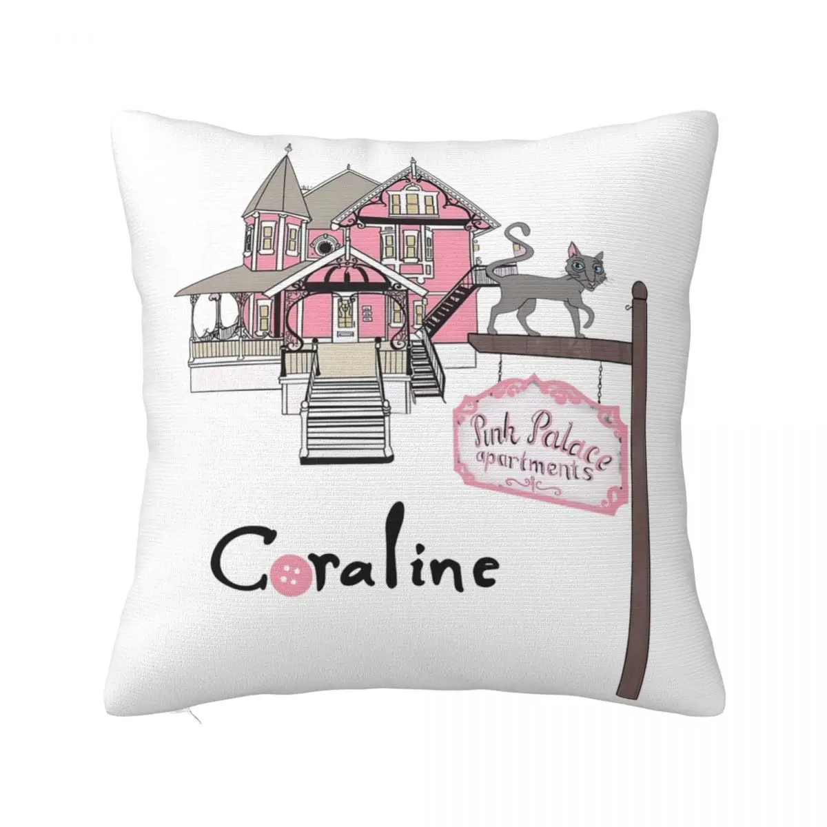 Cartoon Welcome Home Coralines Pillowcase Double-sided Printing Polyester Cushion Cover Decoration Pillow Case Cover Home