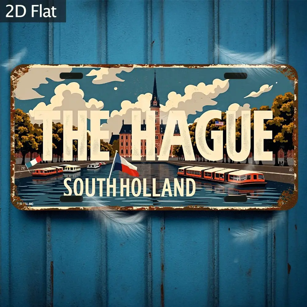 2D Flat - [Ready to Use] 2D Flat 1pc 30.48*15.24cm Sign 2D Flat Vintage Metal Plaque- 30.48X15.24cm with Pre-Drilled Holes, Dutc