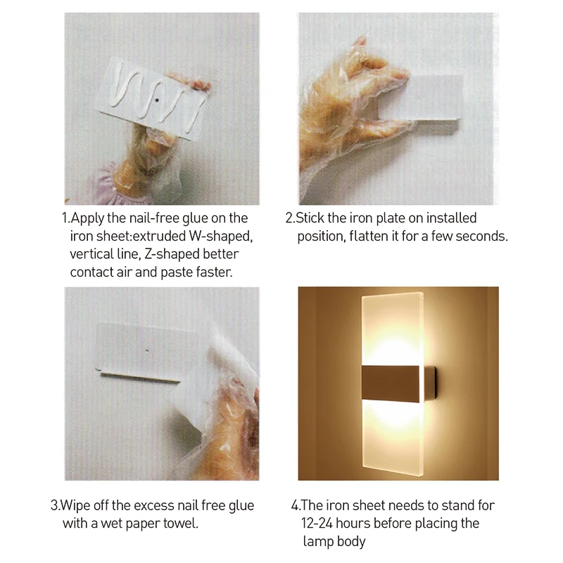 PIR Motion Sensor Acrylic Wall Lamp USB Recharge Wireless LED Indoor Sconce Lamp Bedroom Living Room Modern Nordic Night Light