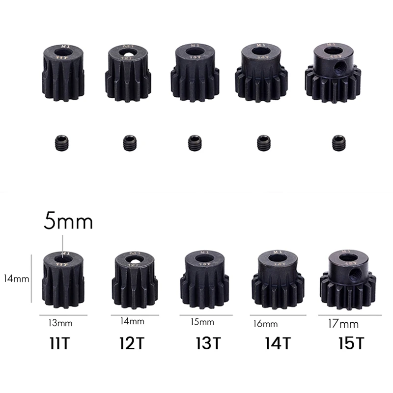 1 قطعة الصلب المعادن ترس المحرك M1 5 مللي متر الأسود ل 1/10 Rc نموذج سيارة موتو 12T