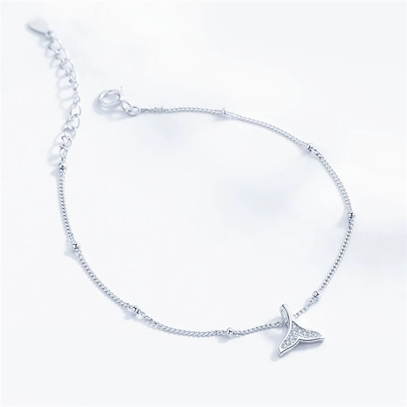 Sole Memory Mermaid Tail Simple Creative Fresh 925 Sterling Silver Female Trendy Resizable Bracelets BR019