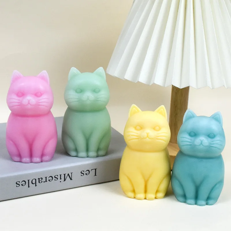 Cute Cat Silicone Candle Mould DIY Stand Pet Soap Resin Making Tool Animal Chocolate Cake Mold Plaster Doll Christmas Gift
