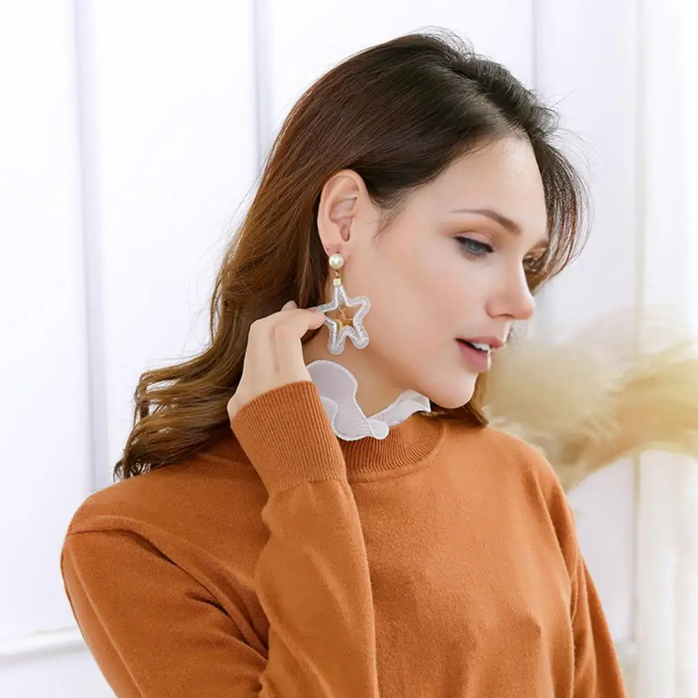 Kerah Palsu Wanita untuk Fashion, Kerah Palsu Berbahan Renda Jacquard, Tube Top dengan Kancing di Bagian Dada yang Dapat Disesuaikan, Warna Solid untuk Pakaian Formal