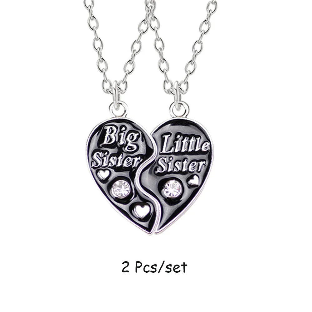 2/3 Pcs/set Big Sister Little Sister Pendant Necklace Women Hollow Heart Puzzle Sis Friend Pendant Family Jewelry Gifts