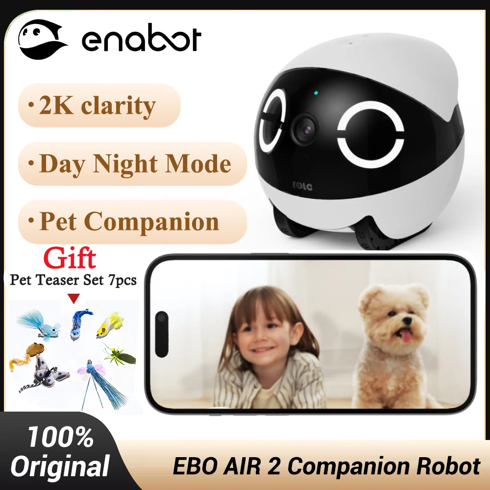 Enabot EBO AIR 2 Home Security Pet Camera Companion Robot 2K Night Vison Wireless APP Remote Control for Dog Cat Baby