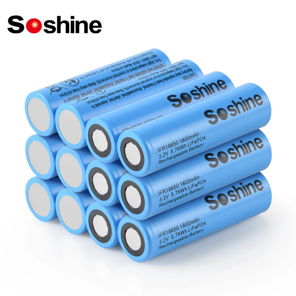 Soshine 3.2V 1800mAh akumulator wysokiej jakości 3.2V 18650 LiFePo4 akumulator 18650 1800mAh do ładowania cyklu 2000