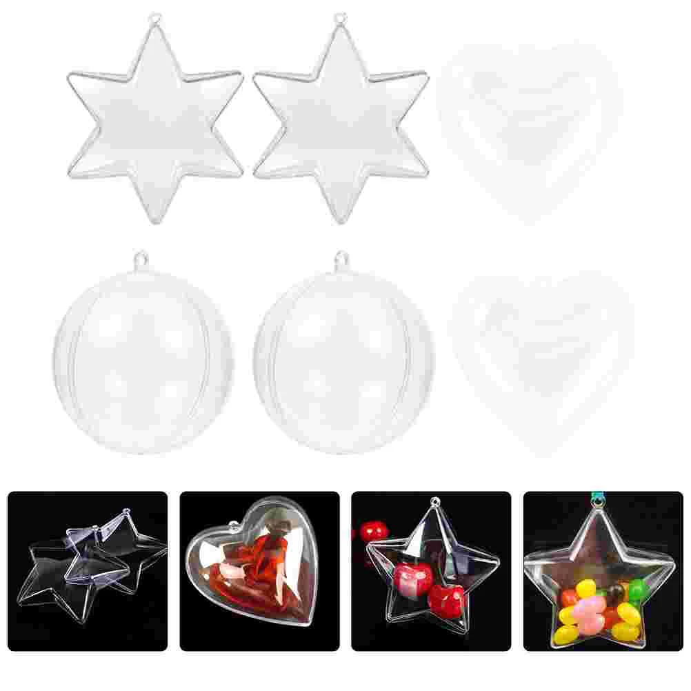 15 Uds molde de baño decoraciones de corazón bolas rellenables para Navidad plástico transparente DIY adorno moldes transparentes