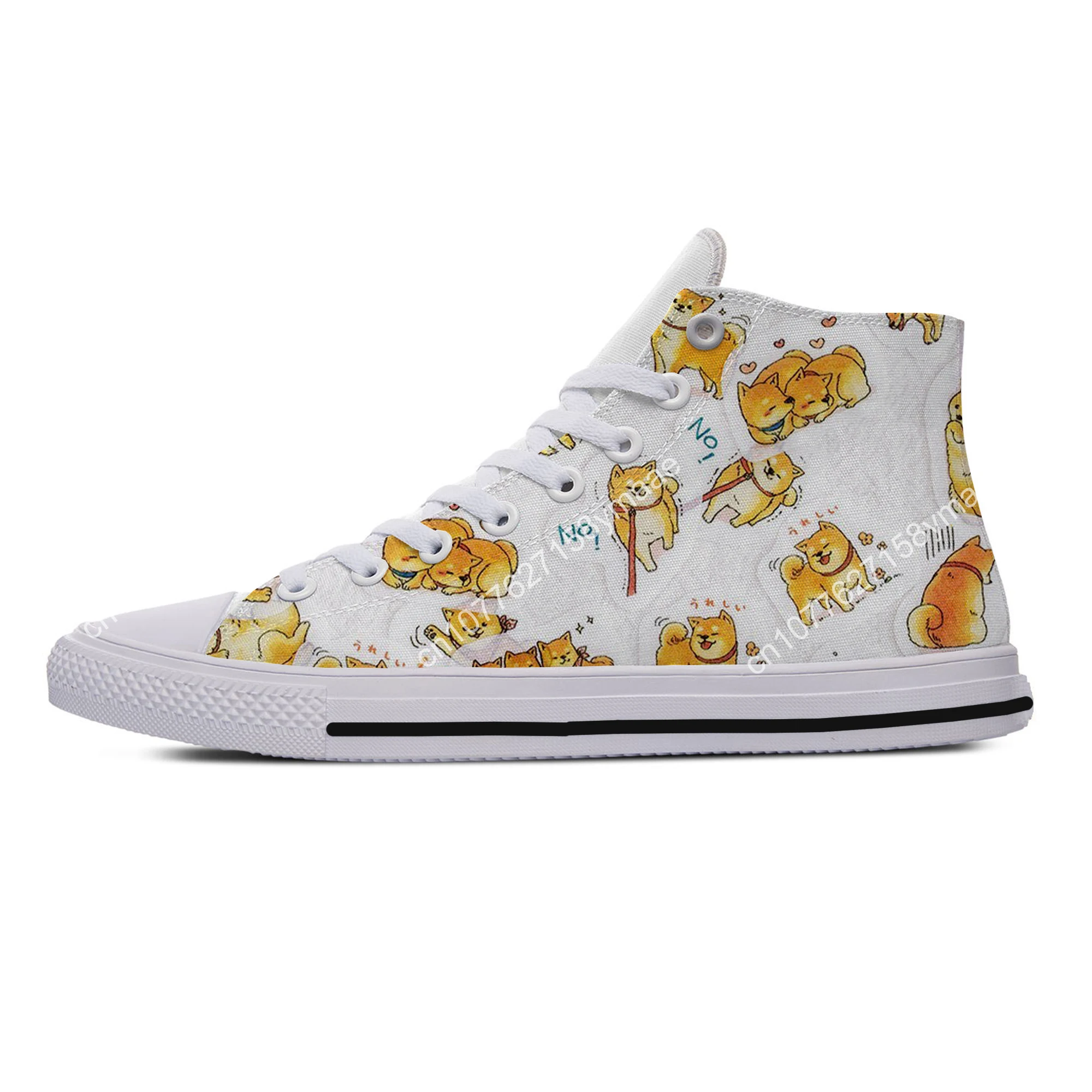 Hot Summer Shiba Inu Animal Pets Dog Cut Kawaii Lightweight High Top Canvas Shoes Men Women Casual Sneakers Fashion Board Shoes