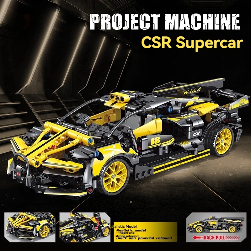 670 個 MOC テクニカル CSR スポーツカーモデルプルバックビルディングブロックセットオーバースピード車のおもちゃ大人のためのクリスマス誕生日ギフト