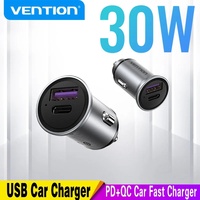 Vention USB Car Charger Quick Charge 4.0 QC4.0 QC3.0 QC SCP 5A PD Type C 30W Fast Car USB Charger For iPhone Xiaomi Mobile Phone