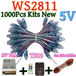 500-1000pcs F12mm DC5V WS2811IC Full Color Pixel LED Module Light IP68 Waterproof RGB Color Digital LED Pixel Light WS2811 Kits