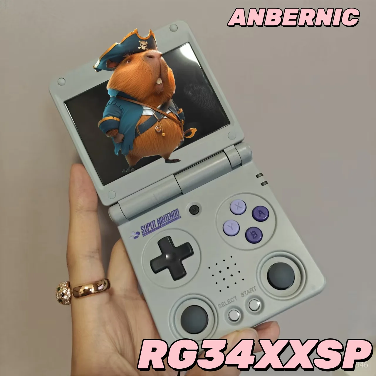 ANBERNIC RG34XXSP Flip Handheld Game Console 3.4 inch IPS Screen Linux 64-bit WIFI Collapsible Retro Video Gaming Player WIFI Bl