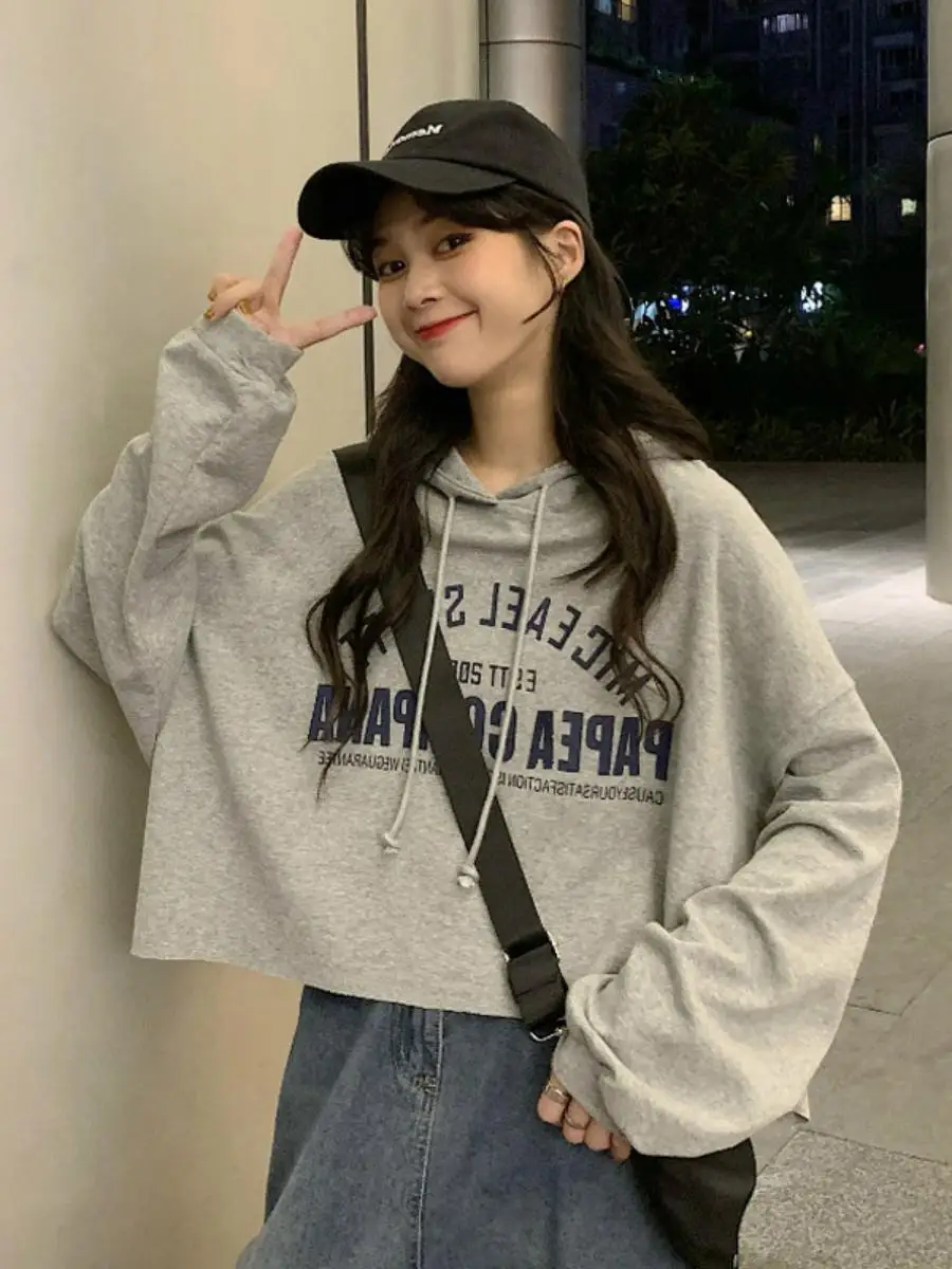 

Тонкая женская толстовка в корейском стиле, модная верхняя одежда для студентов, осенняя новинка, женская толстовка для повседневной носки