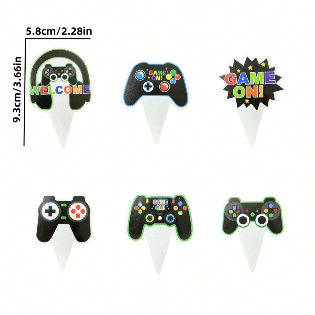 زخرفة وحدة تحكم اللعبة لحفلة عيد الميلاد ، تزيين الكيك ، زخرفة كب كيك ، الحفلات ، الذكرى السنوية ، 24-48 لكل عبوة تزيين كعكة عيد ميلاد ، هدية حفلة #3