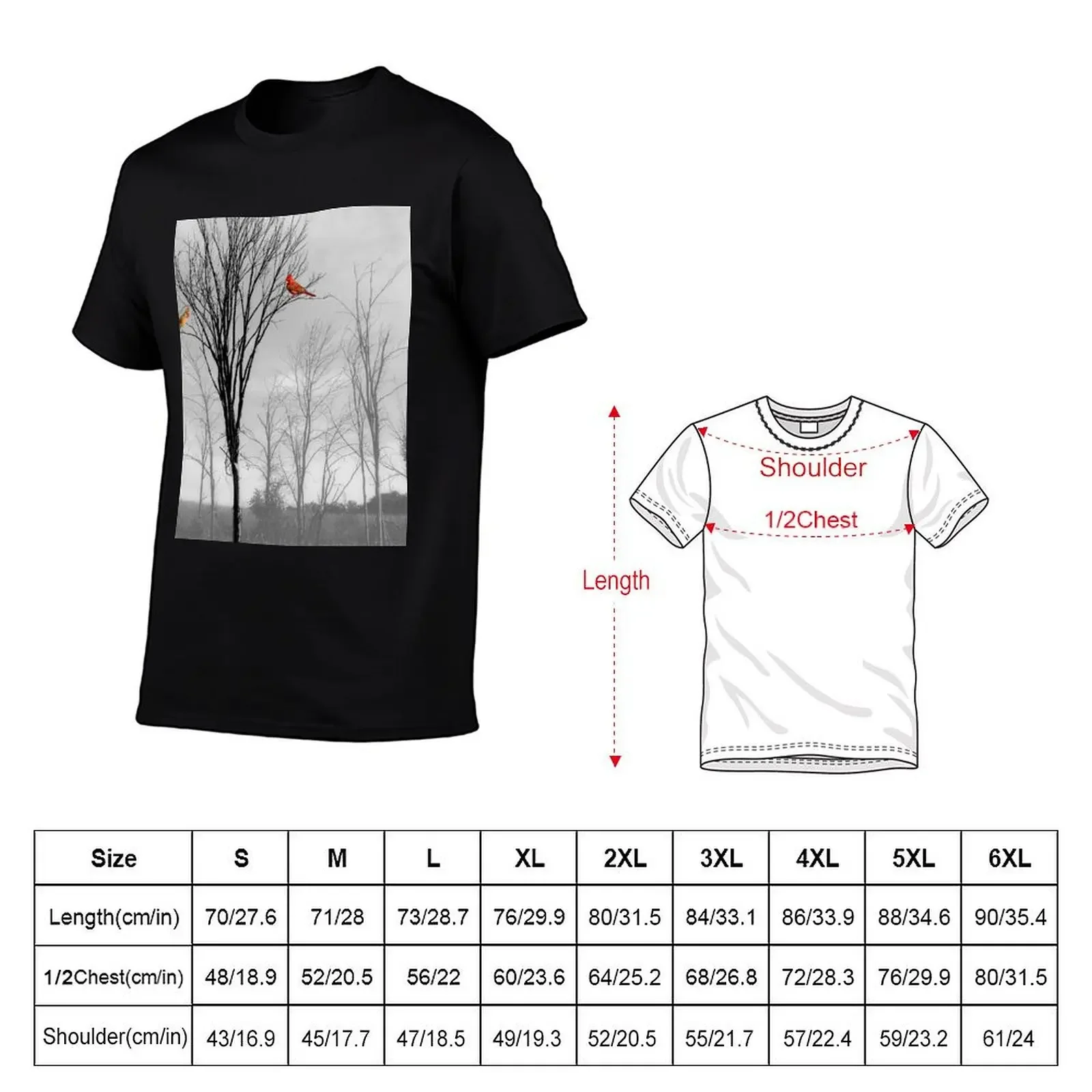 Red Birds Cardinal Tree A112 T-Shirt summer tops hippie clothes plain white t shirts men