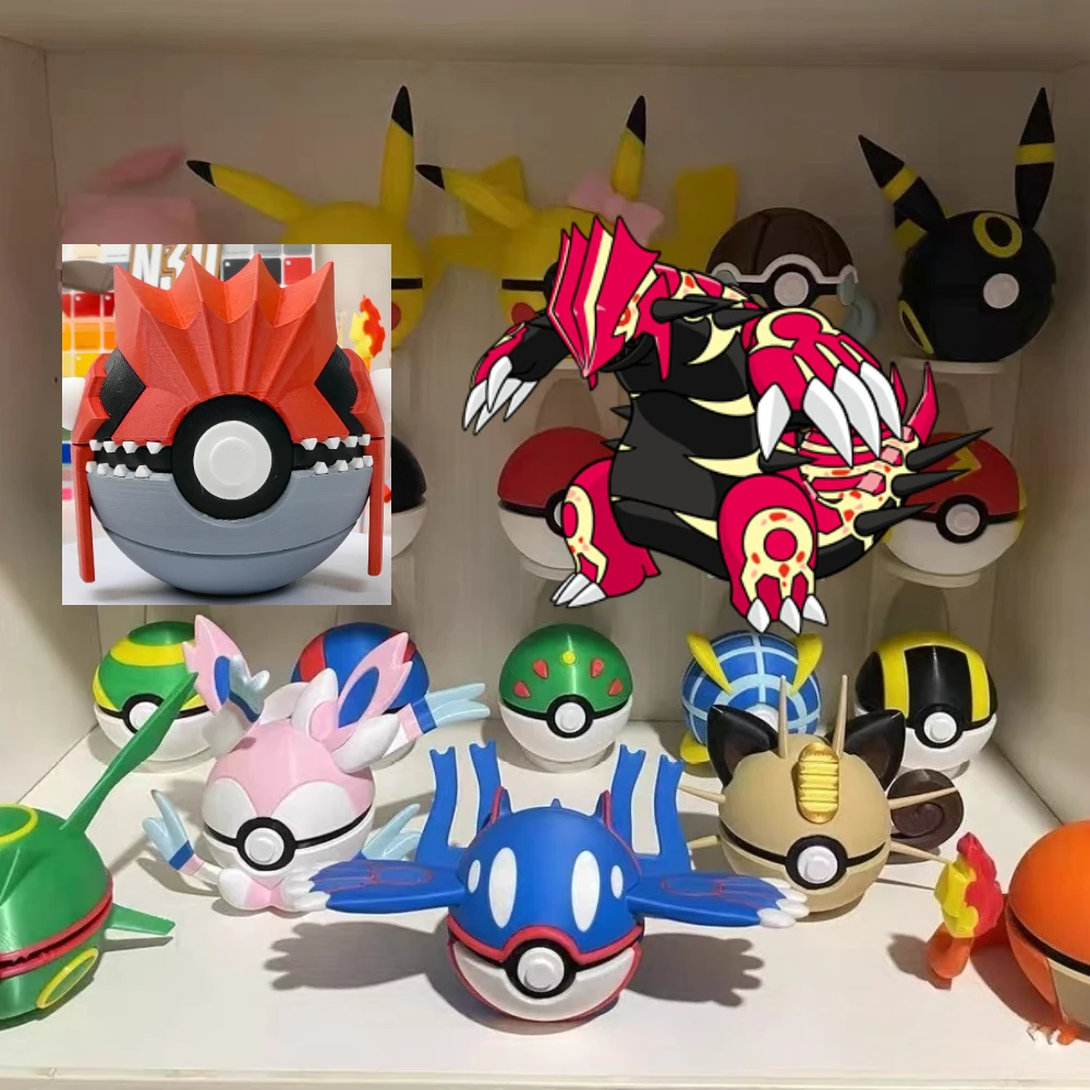Pokémon 7cm Groudon Rayquaza Kyogre Poké Ball Modelo de Impressão 3D Brinquedo Presente de Dia das Crianças para Desktop