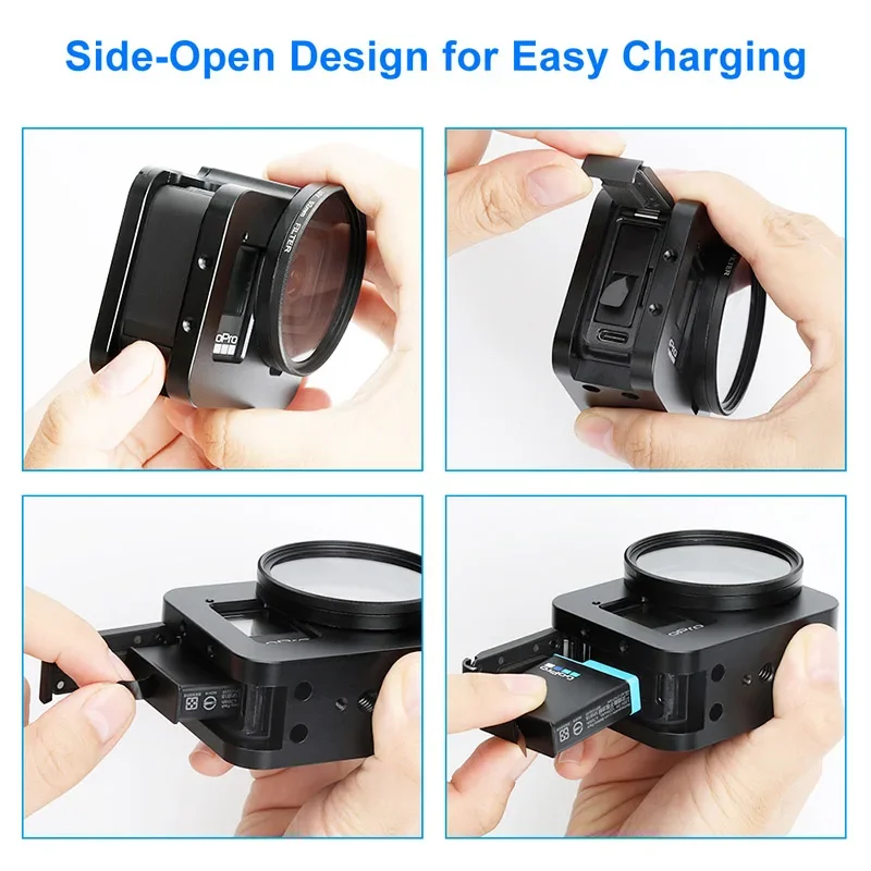 โลหะอลูมิเนียมป้องกันกรณีกรอบกรงสำหรับ GoPro Hero 8สีดำ52มม.CPL/สีแดง/ND4/8/16/Star/10x มาโคร/สำหรับ Go Pro 8