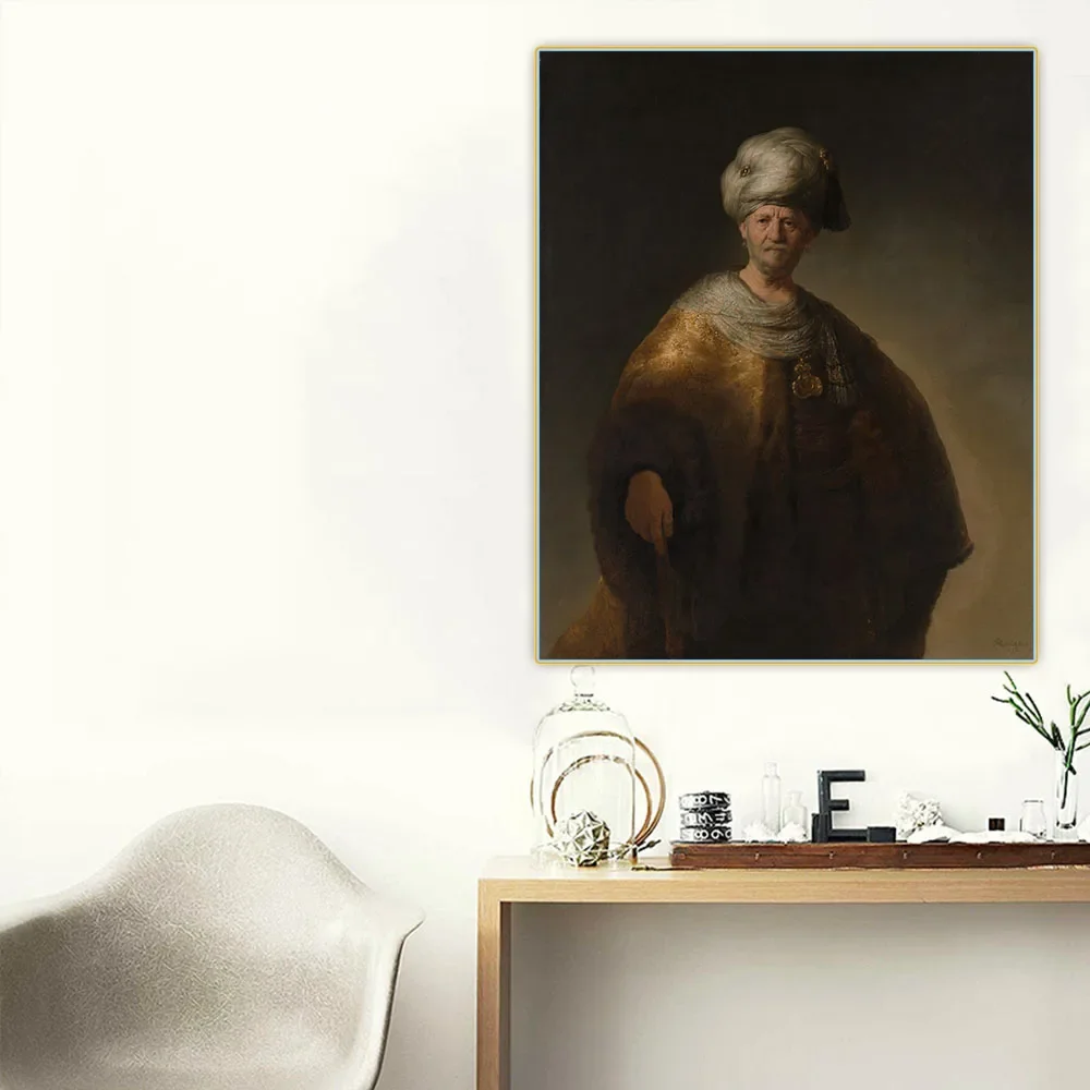 knee length figure of a man in an oriental dress Citon《Knee length Figure of a Man in an Oriental Dress》Rembrandt Canvas Oil  Painting Picture Background Decor Home Decoration