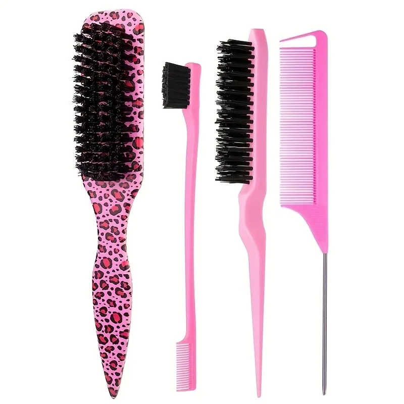 Juego de peines de cola puntiaguda profesionales, antiestáticos con cerdas de nailon para una separación precisa, herramientas de estilismo para todo tipo de cabello, 4 Uds.