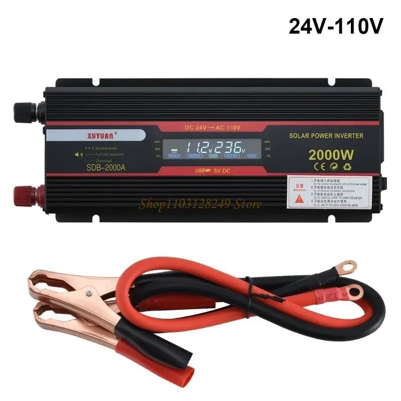 N5KD 2000W Car Inverter for DC 12V/24V to AC 110V/220V Power Converter USB Fast Charging Universal Socket Monitor