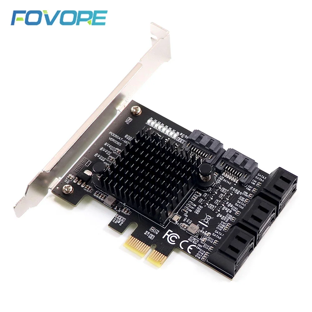 PCIe x1 to 8 Ports SATA 3 III 3.0 Adapter SATA3 PCI-e PCI express Converter Controller Expansion Card Marvell 88SE9215