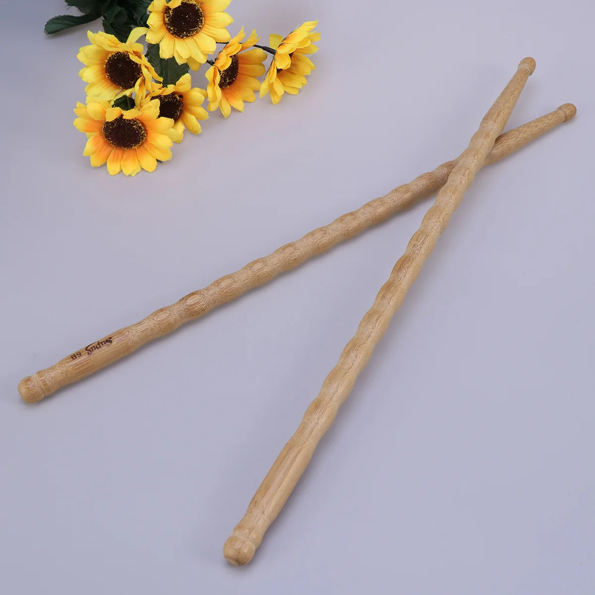 

2pcs Bamboo Drum Stick Strong Gravity Ergonomic Anti-Slip Handle For Drummer Beginner Practice High Toughness