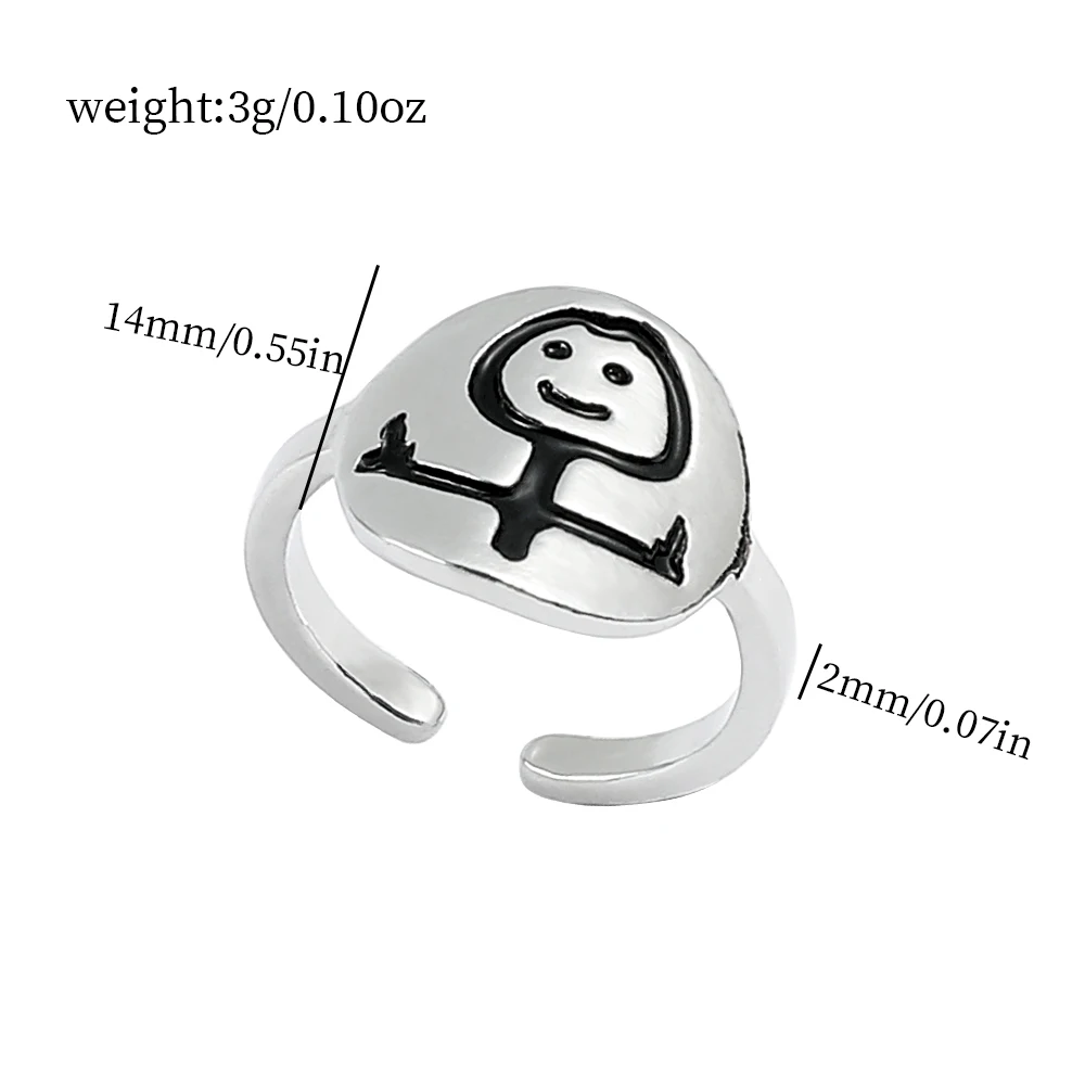 2023 Funny Fxck You Doodle Ring For Man Woman Hip Hop Middle Finger Adjustable Punk Ring Cool Stuff Party Gift New Jewelry