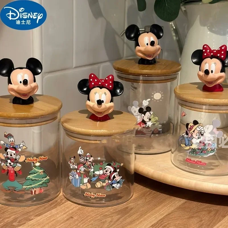 Disney Goofy Pluto Goofy Glass Jar Food Cartoon Storage Box Creative Glass Jar Kitchen Supplies Kawaii Living Goods Storage Gift