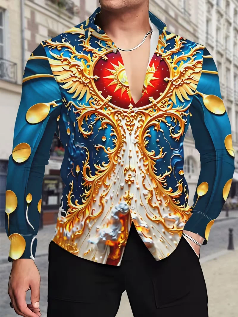 

Рождественская мужская рубашка с 3D-принтом и рисунком сливы, рубашка с длинными рукавами, модная мужская рубашка с длинными рукавами