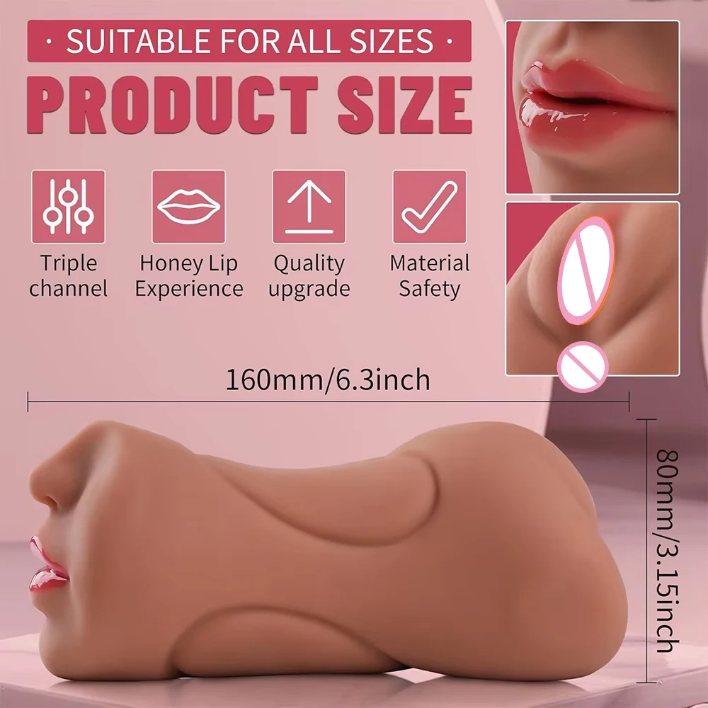 3in1 Band teeth mouth vagina anal plug male masturbator cup deep throat silicone dildo moves masturbation pleasure toys for men view 6