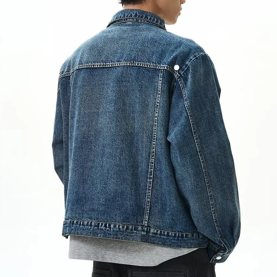 

Waed Loose Casual Men's Denim Jaet American Neutral Sle ort Faion Versatile Leisure ex Outerwear