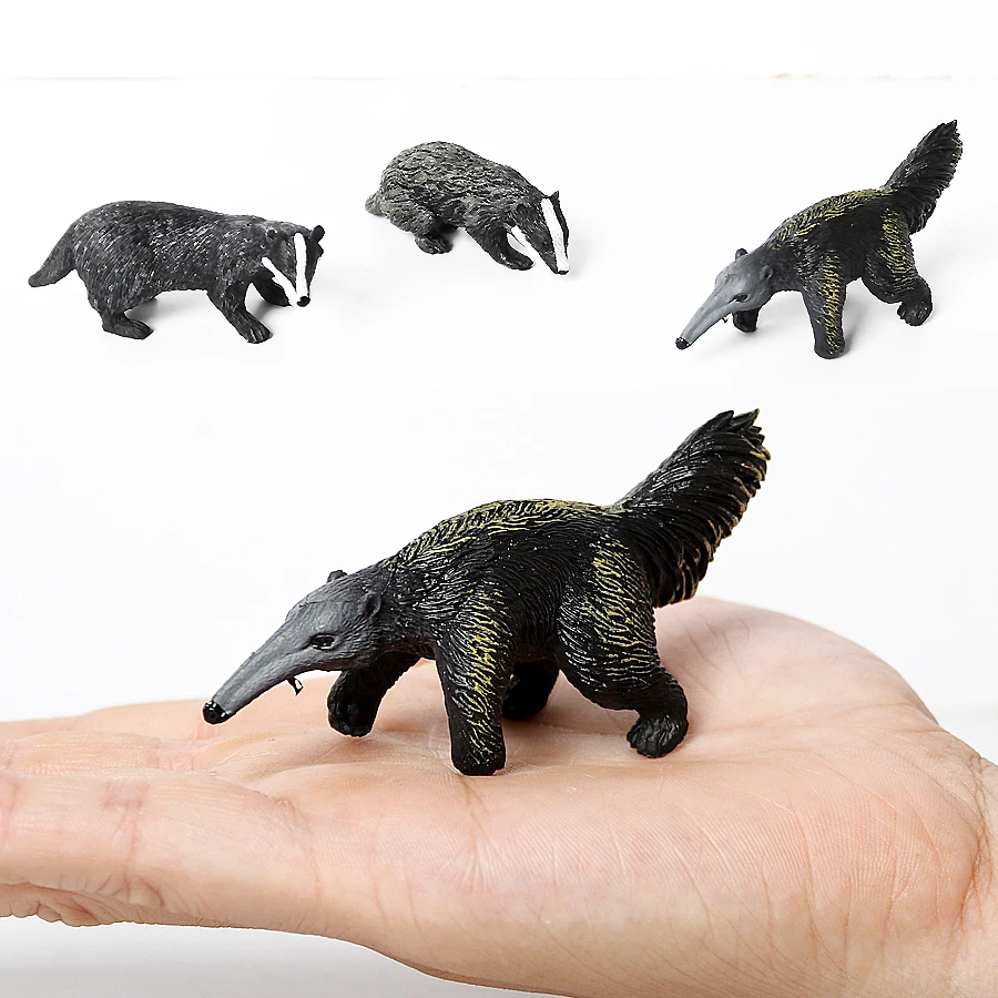 Realistic Forest  Animal Figures Raccoon,Badger,Anteater Bear model toys action figure Educational PVC toy figurine Gift For Kid